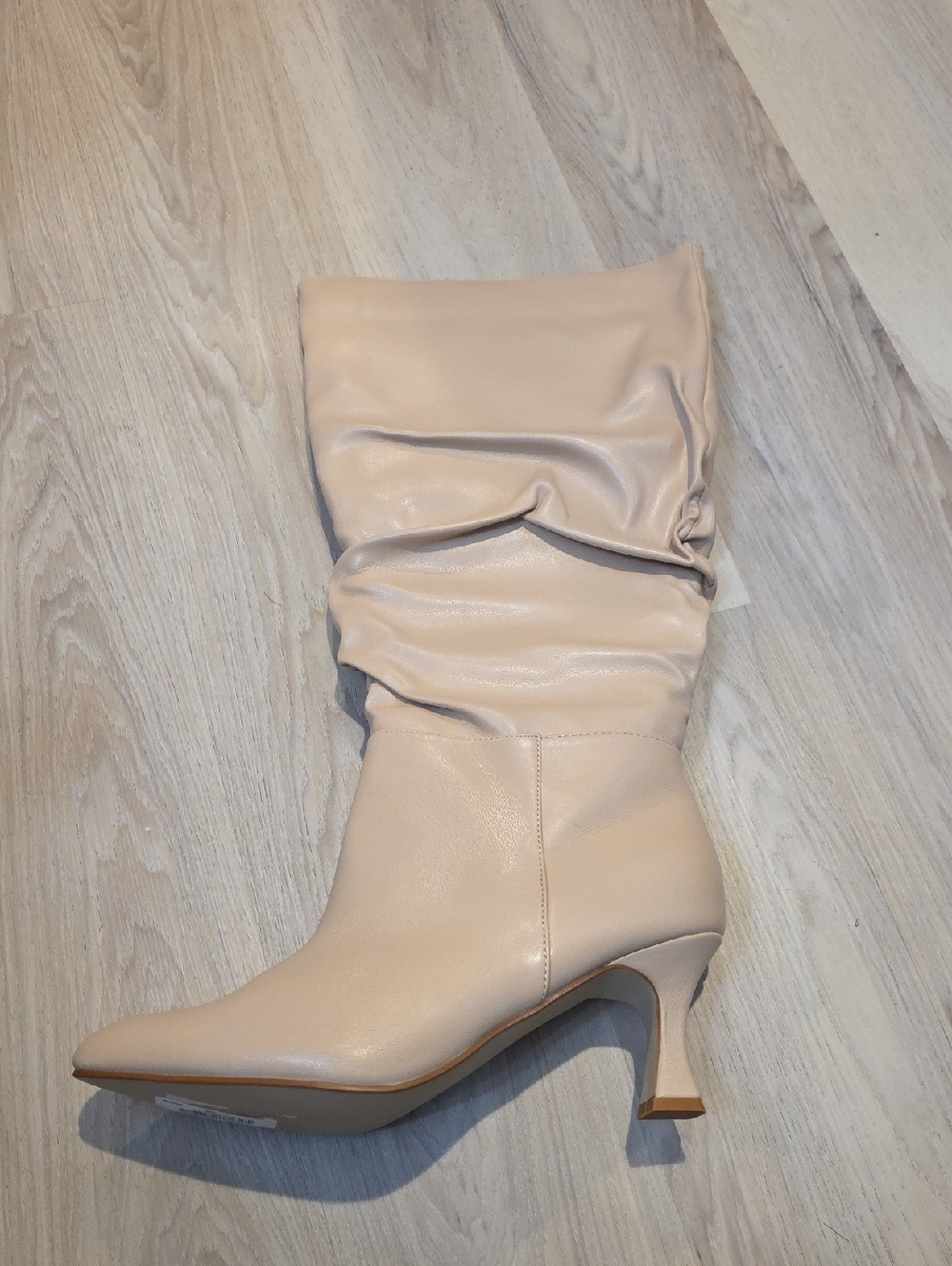 torrid Beige Slouch Mid-Heel Pointed Toe Boot